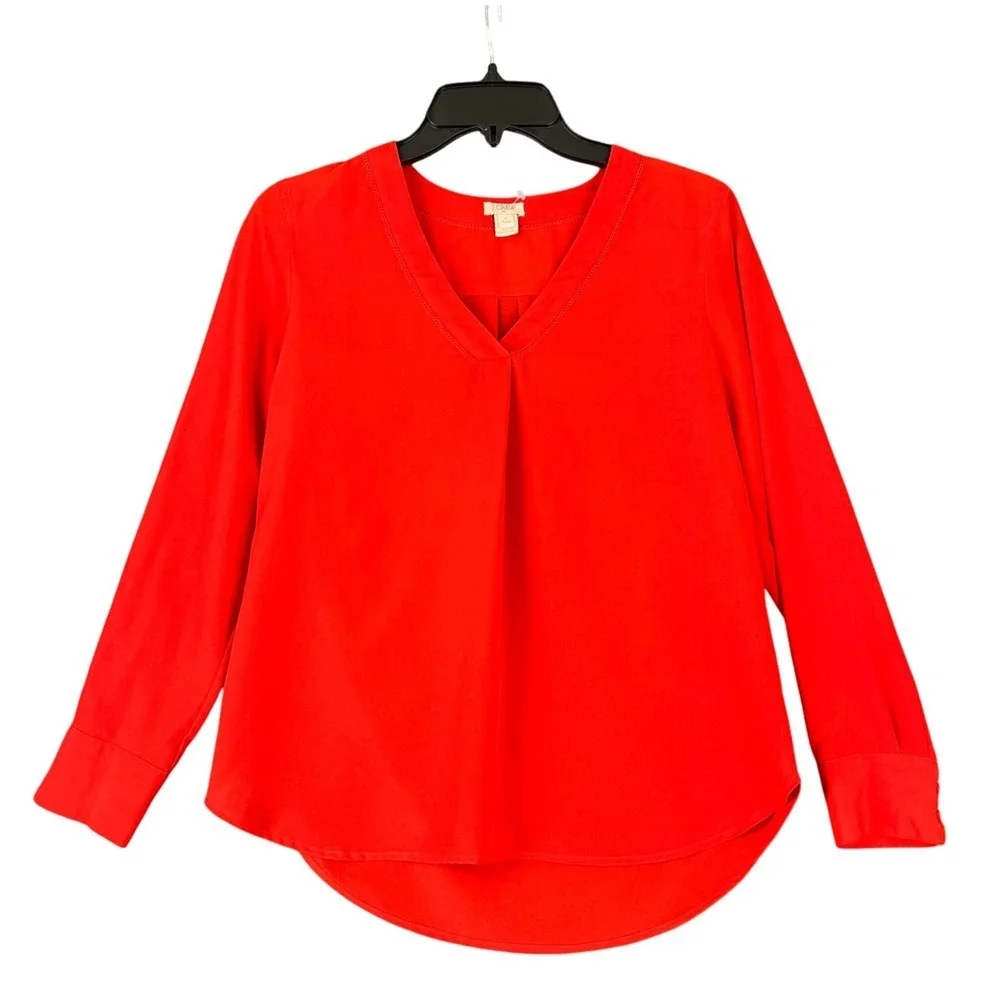 J Crew Blouse Womens S Petite Long Sleeve Minimalist Officecore‎ Classicwear
